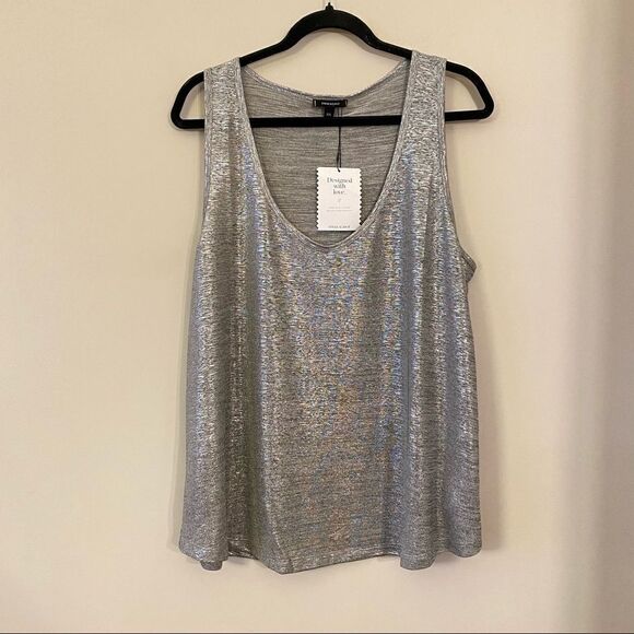 Nwt-Stella & Dot Metallic Holiday Tank Top Silver - Picture 3 of 7
